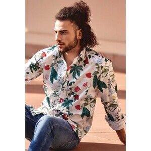 Kalmin Ross Casual Shirt Size 2XL Aloha Floral Button Down Long Sleeves